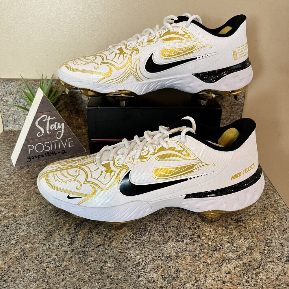 ⁉️Nike‎ Alpha Huarache Elite 3 Low PRM Baseball White Gold CV3553-101 Size 13